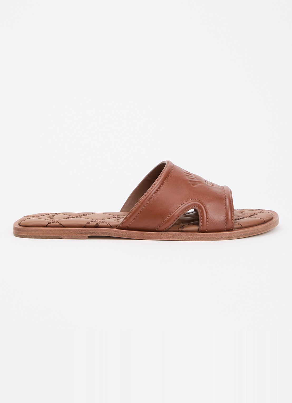 Zadig&Voltaire Beach slipper van leer met logo - voorkant cognac