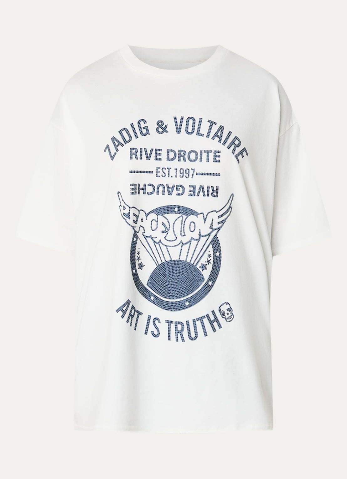 Zadig&Voltaire Berry T-shirt met strass - voorkant 3 wit