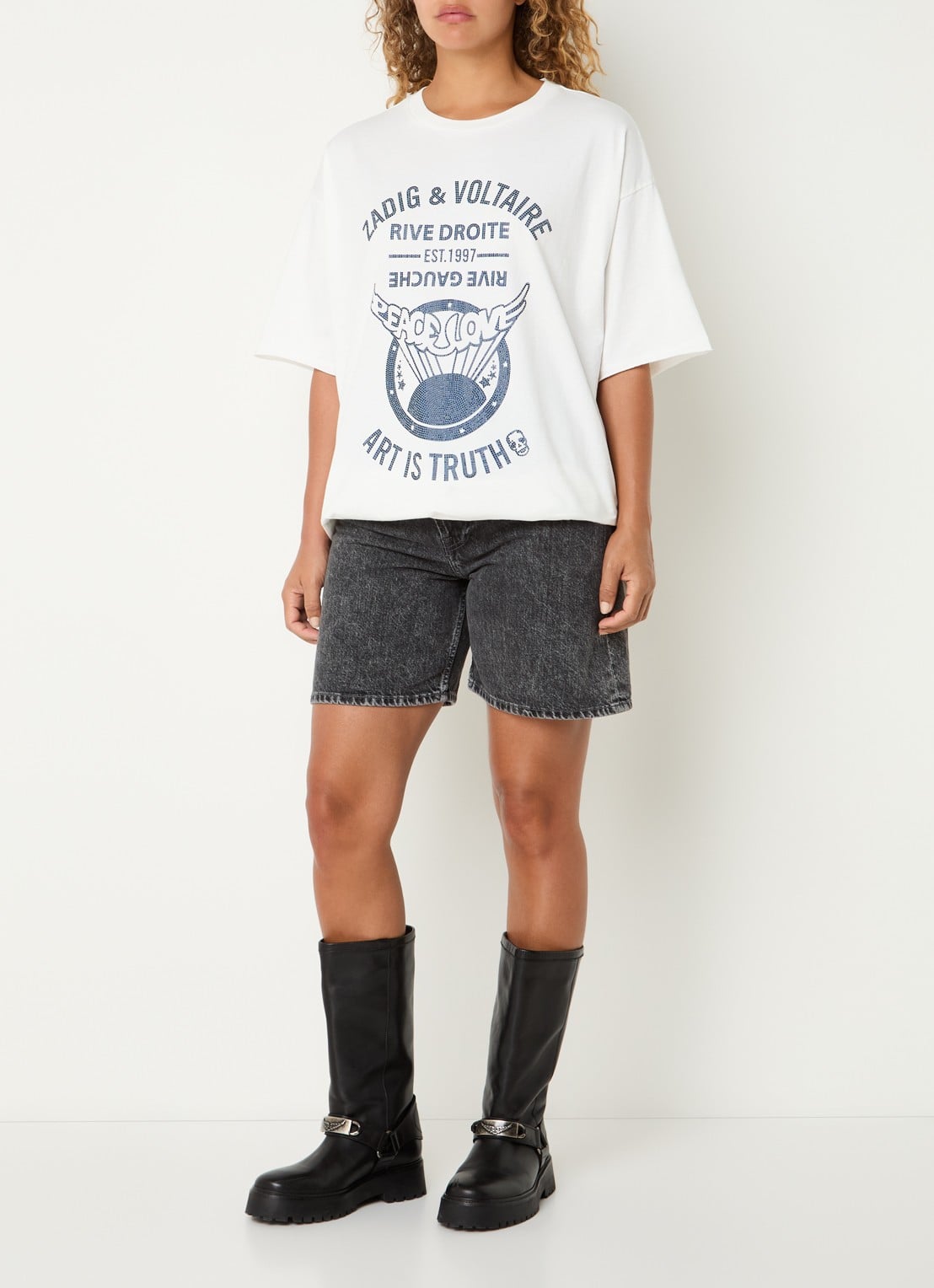 Zadig&Voltaire Berry T-shirt met strass - voorkant 4 wit