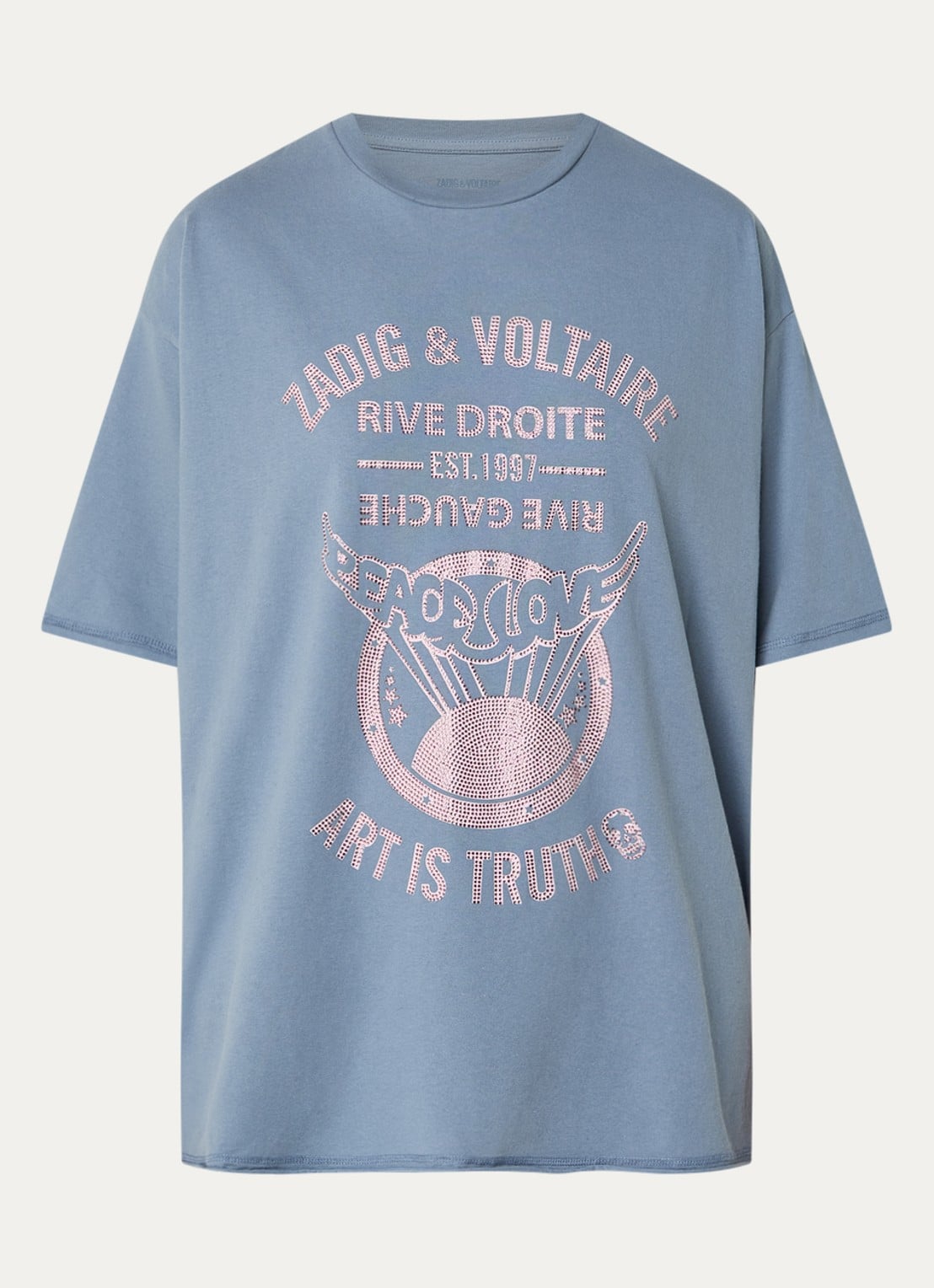 Zadig&Voltaire Berry T-shirt met strass - voorkant 3 staalblauw