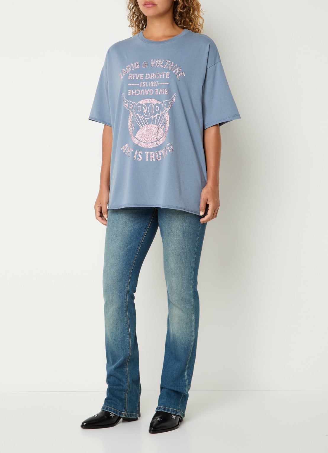 Zadig&Voltaire Berry T-shirt met strass - voorkant 4 staalblauw