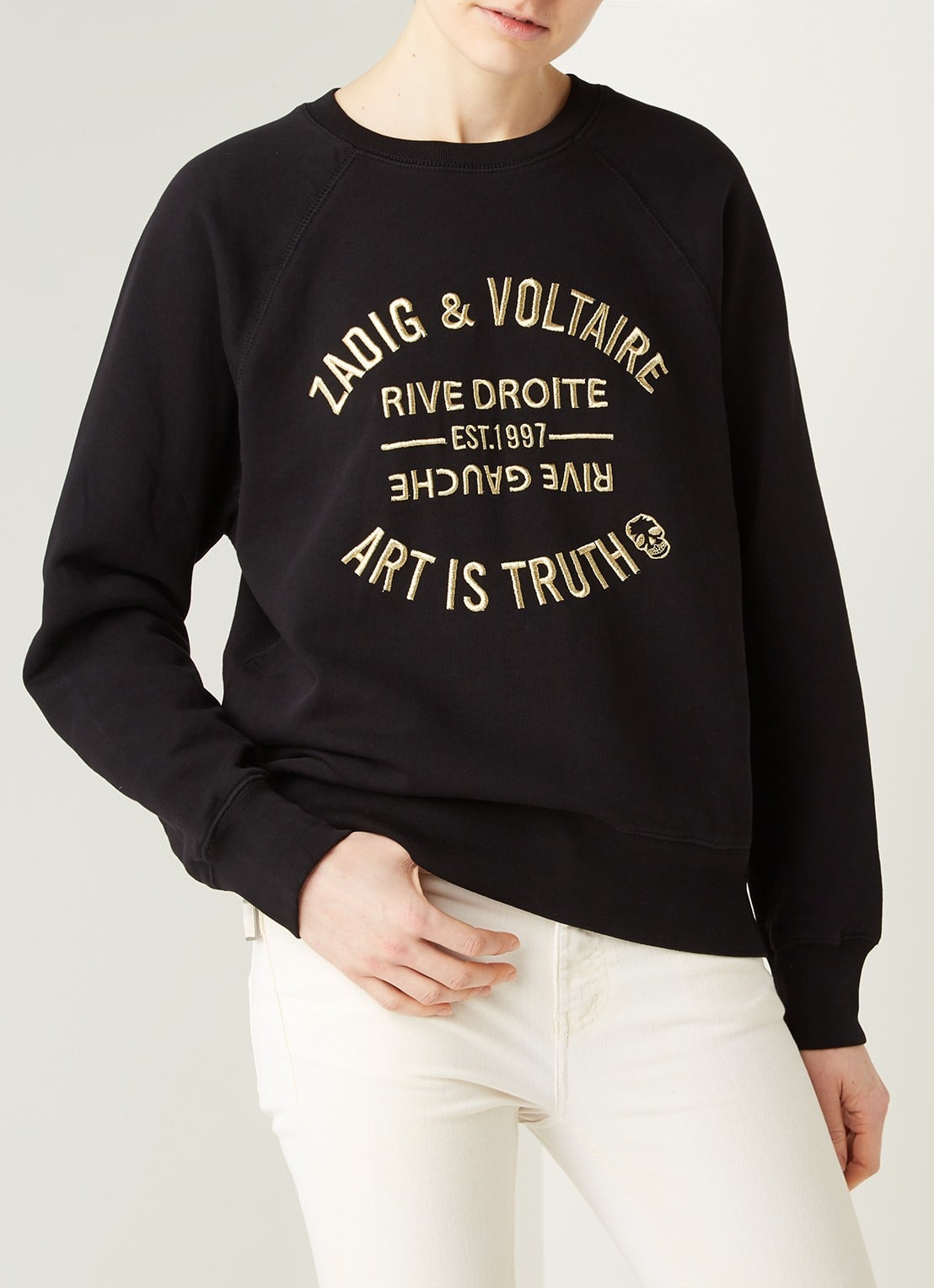 Zadig&Voltaire Blason sweater met metallic logoborduring - detail 4 zwart
