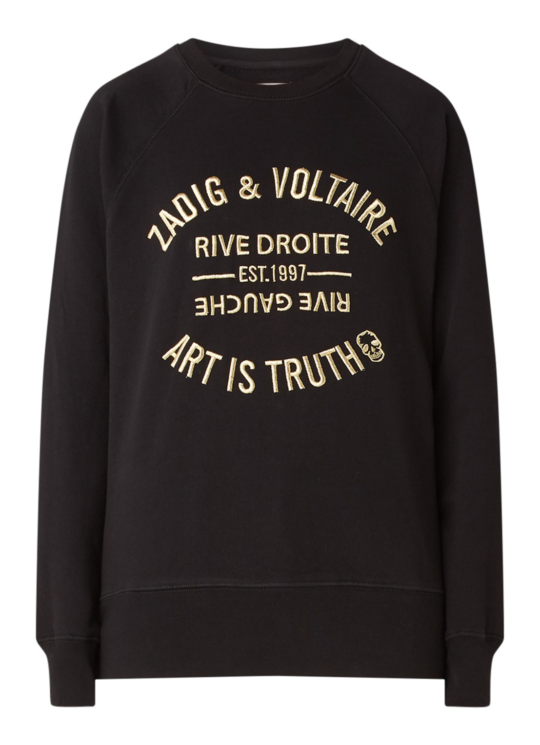 Zadig&Voltaire Blason sweater met metallic logoborduring - voorkant 2 zwart