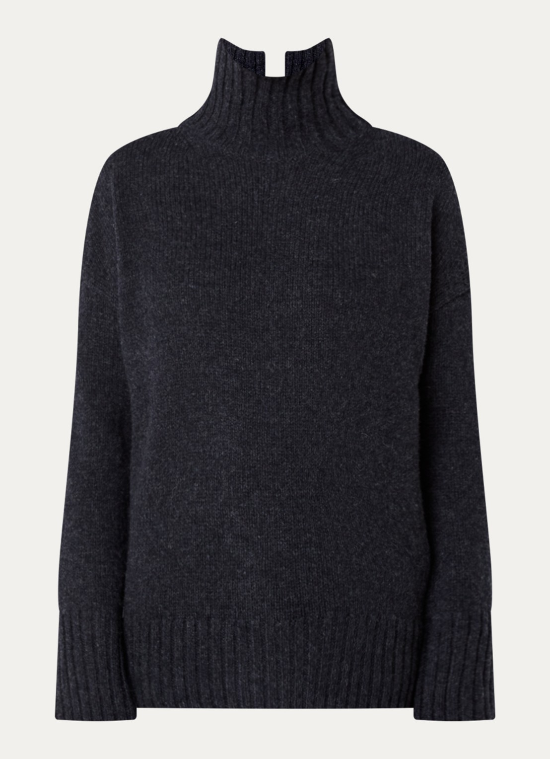 Zadig&Voltaire Bleeza fijngebreide trui in kasjmierblend met col - voorkant donkerblauw