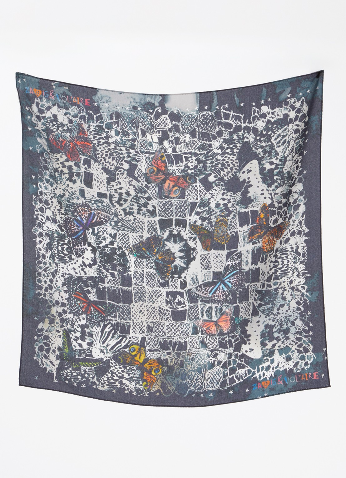 Zadig&Voltaire Blondie Butterfly sjaal van zijde met print 65 x 65 cm - detail 2 zwart