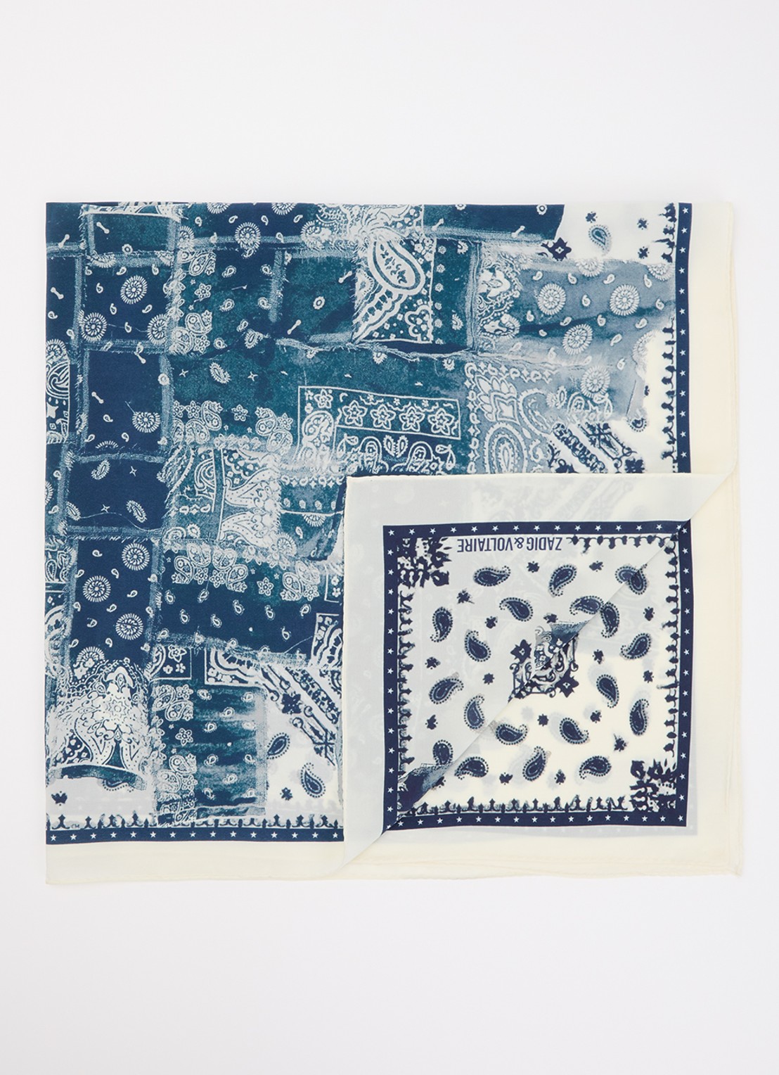 Zadig&Voltaire Blondie Denim sjaal met print 85 x 85 cm - voorkant 3 indigo