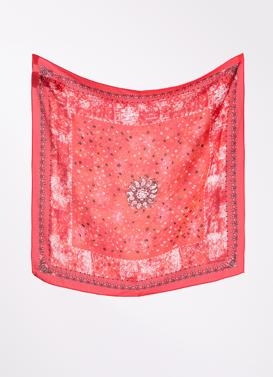 Zadig&Voltaire Blondie Vintage sjaal van zijde met print 62 x 62 cm - detail 2 rood
