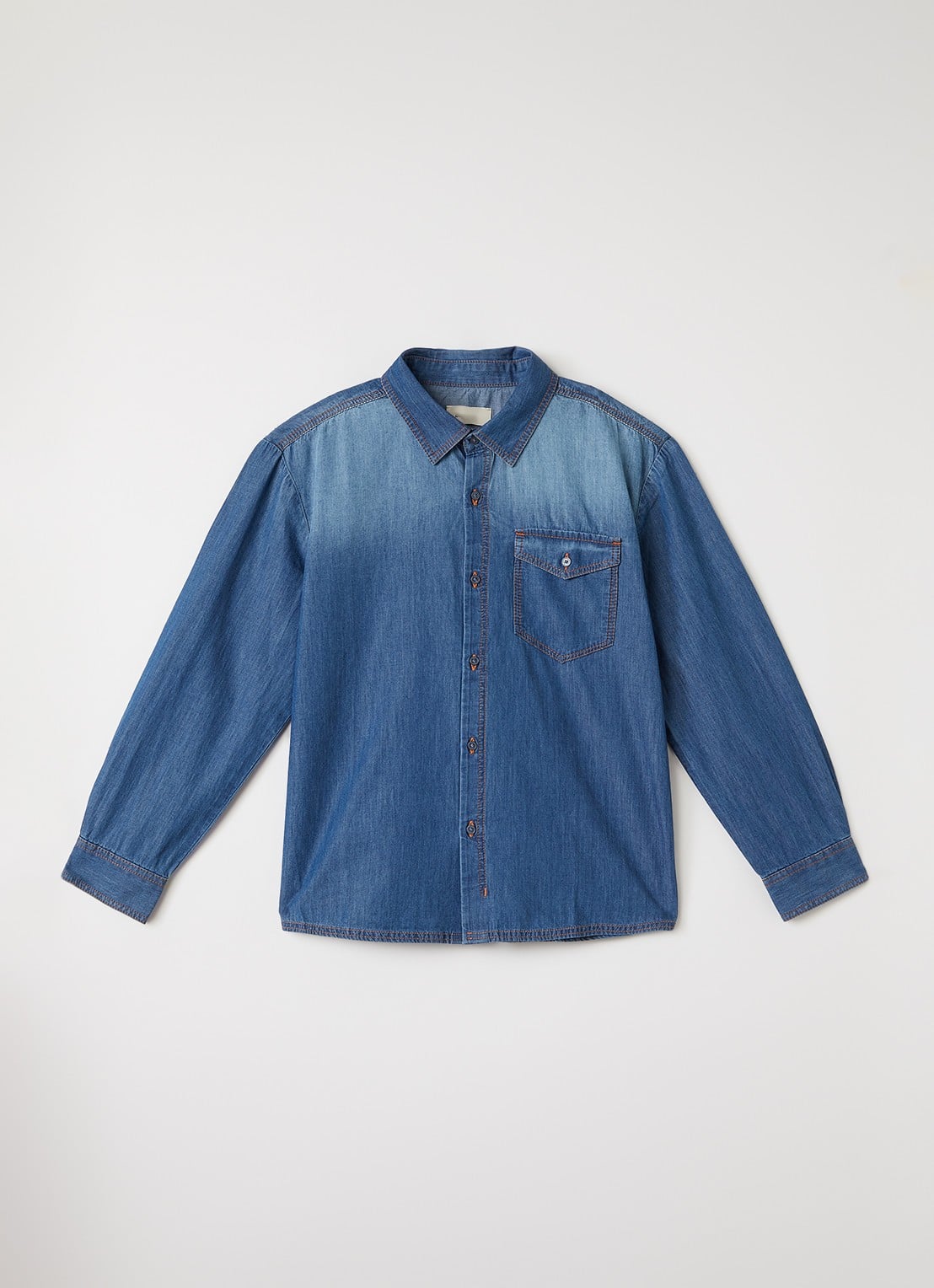 Zadig&Voltaire Blouse van chambray met backprint - voorkant 2 indigo