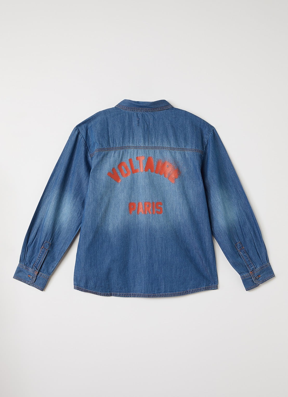 Zadig&Voltaire Blouse van chambray met backprint - voorkant 3 indigo