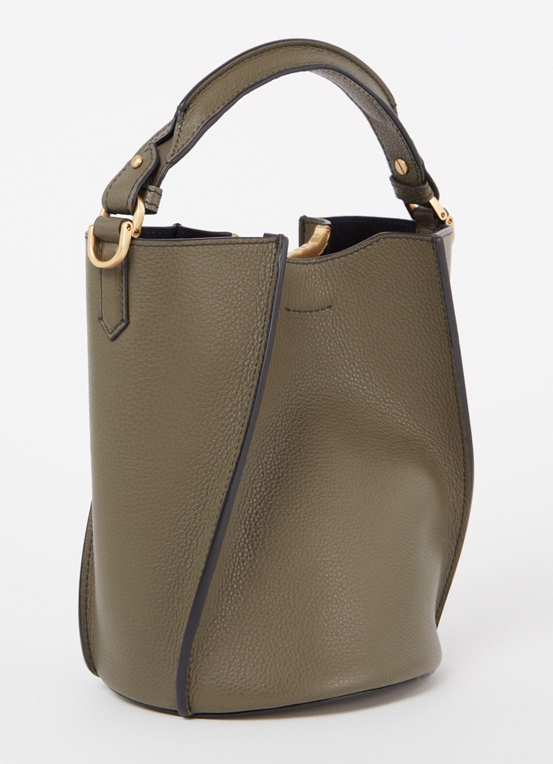Zadig&Voltaire Borderline buckettas van leer met afneembare schouderriem  - achterkant legergroen