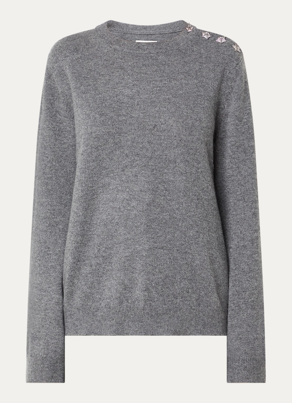 Zadig&Voltaire Cara fijngebreide trui van kasjmier met knoopdetail - voorkant 2 middengrijs