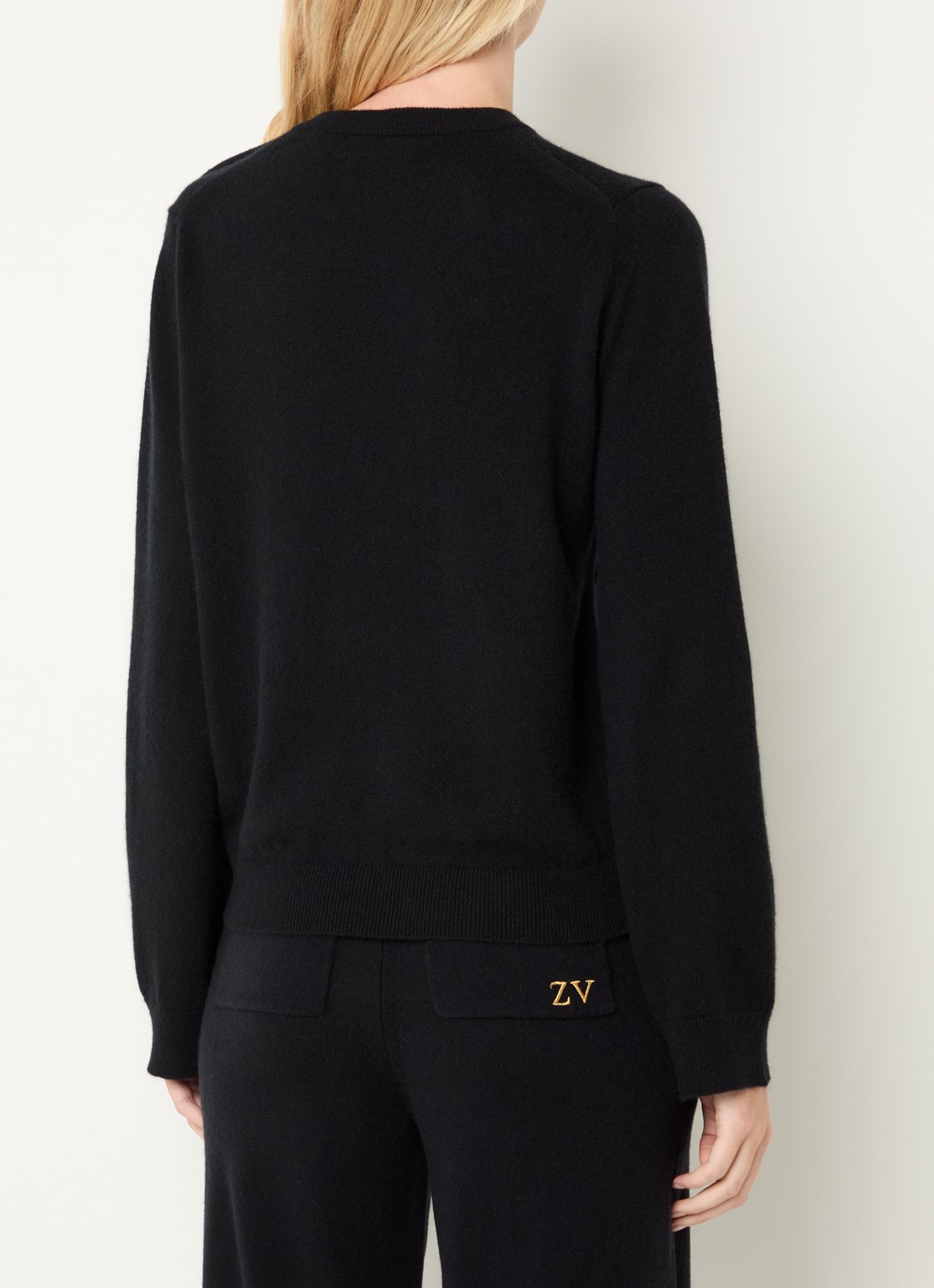 Zadig&Voltaire Cara fijngebreide trui van kasjmier met knoopdetail - achterkant 4 grijs