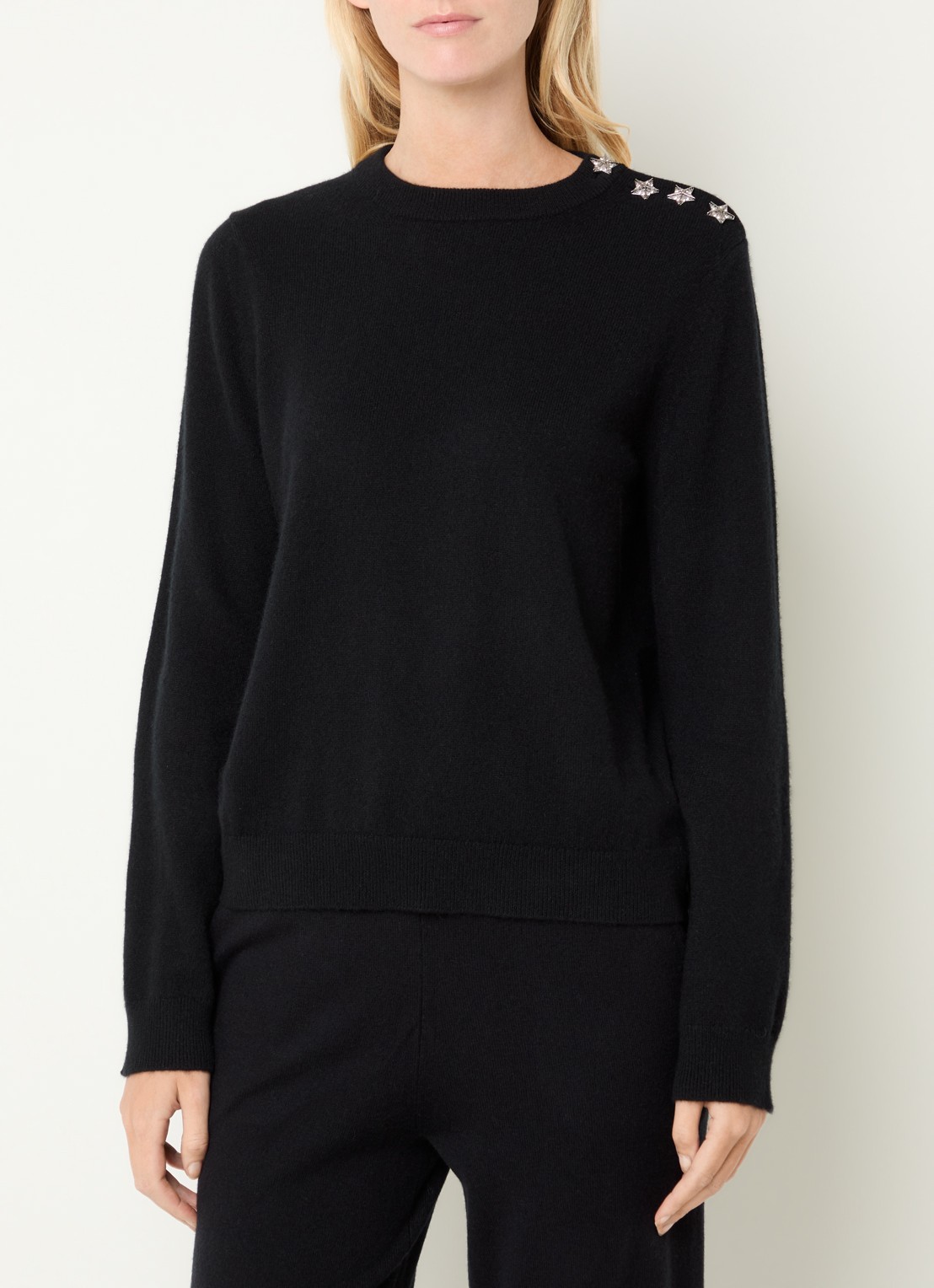 Zadig&Voltaire Cara fijngebreide trui van kasjmier met knoopdetail - detail grijs