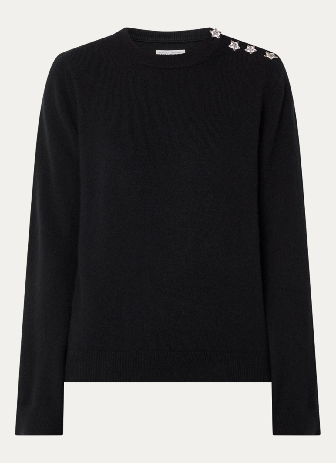 Zadig&Voltaire Cara fijngebreide trui van kasjmier met knoopdetail - voorkant 2 grijs