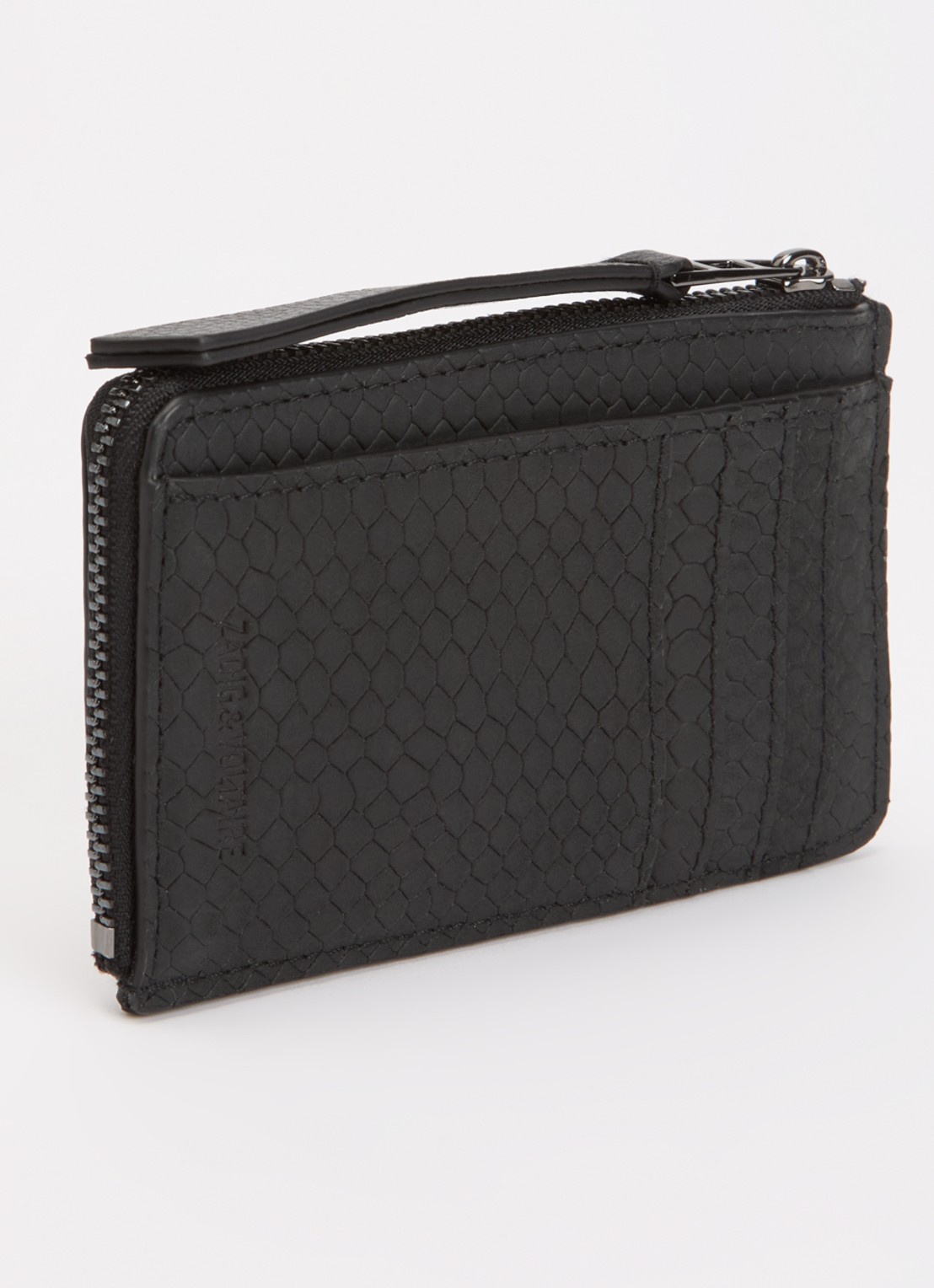 Zadig&Voltaire Card Soft Savage pasjeshouder van leer met crocostructuur - achterkant antraciet