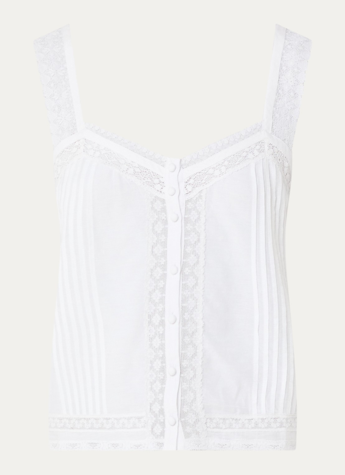 Zadig&Voltaire Celite crop top met details van kant - voorkant 3 gebroken wit