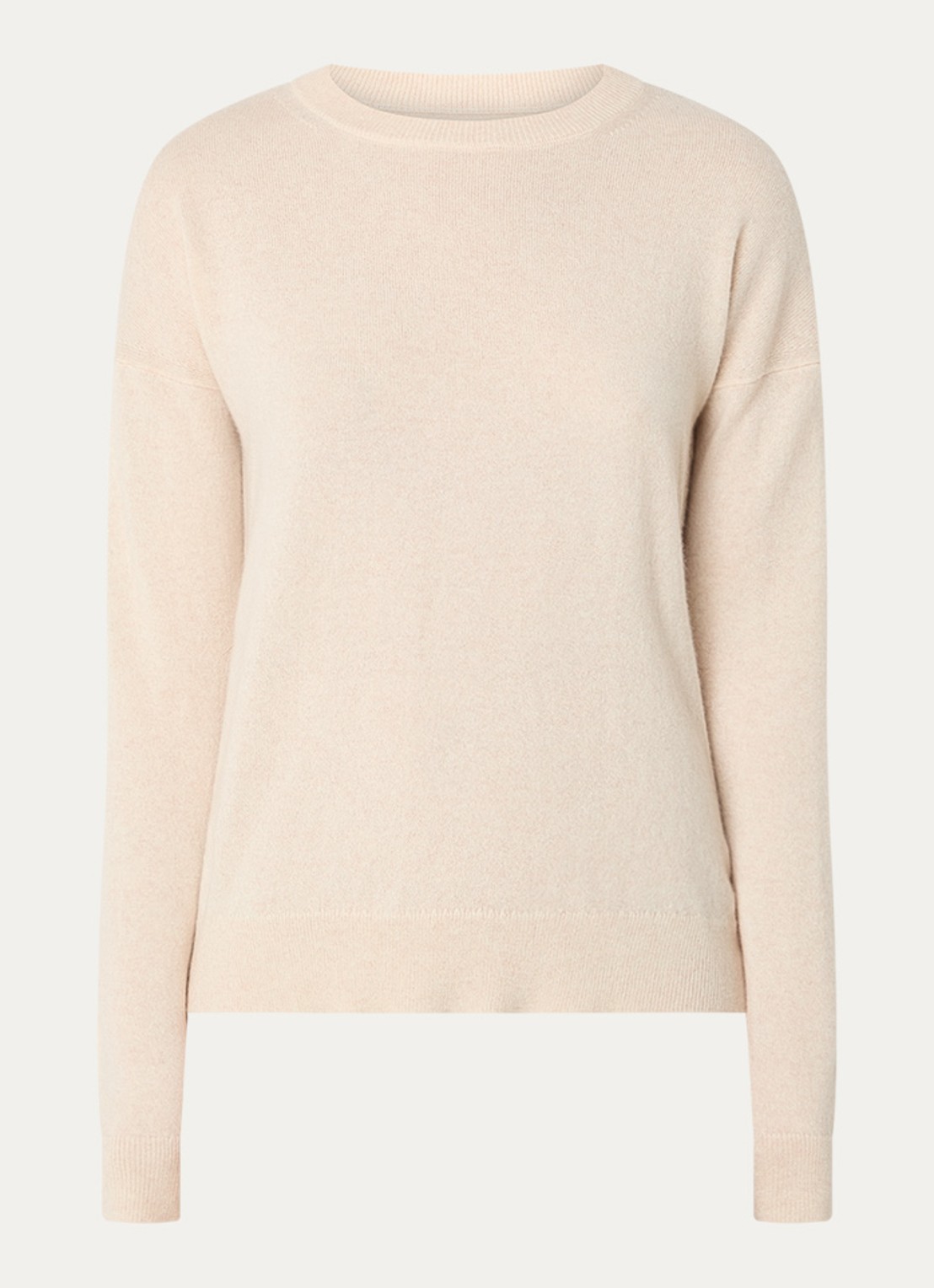 Zadig&Voltaire Cici fijngebreide trui van kasjmier met details van schapenleer - voorkant 2 creme