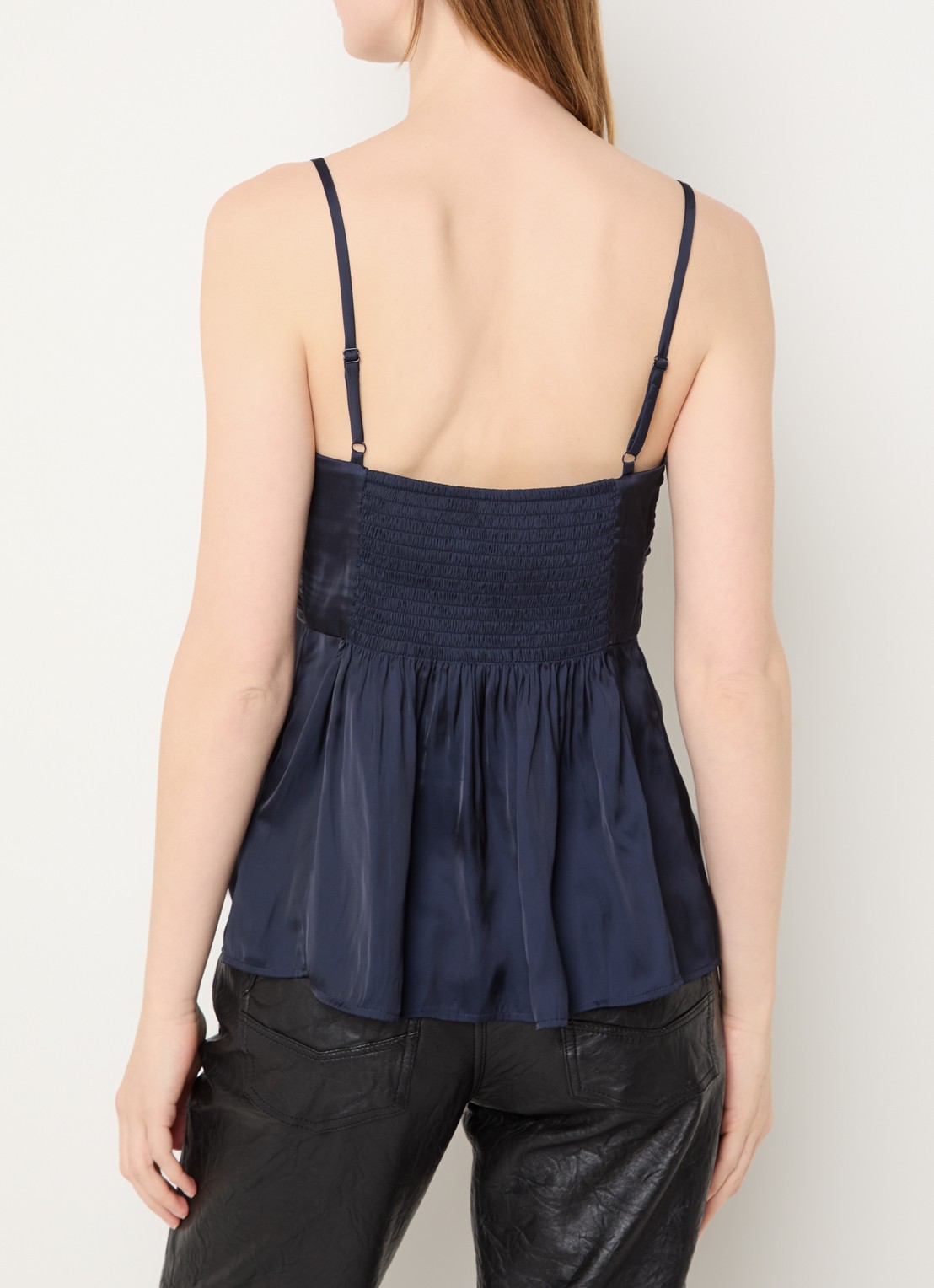 Zadig&Voltaire Cippie top van satijn - achterkant 2 zalmroze
