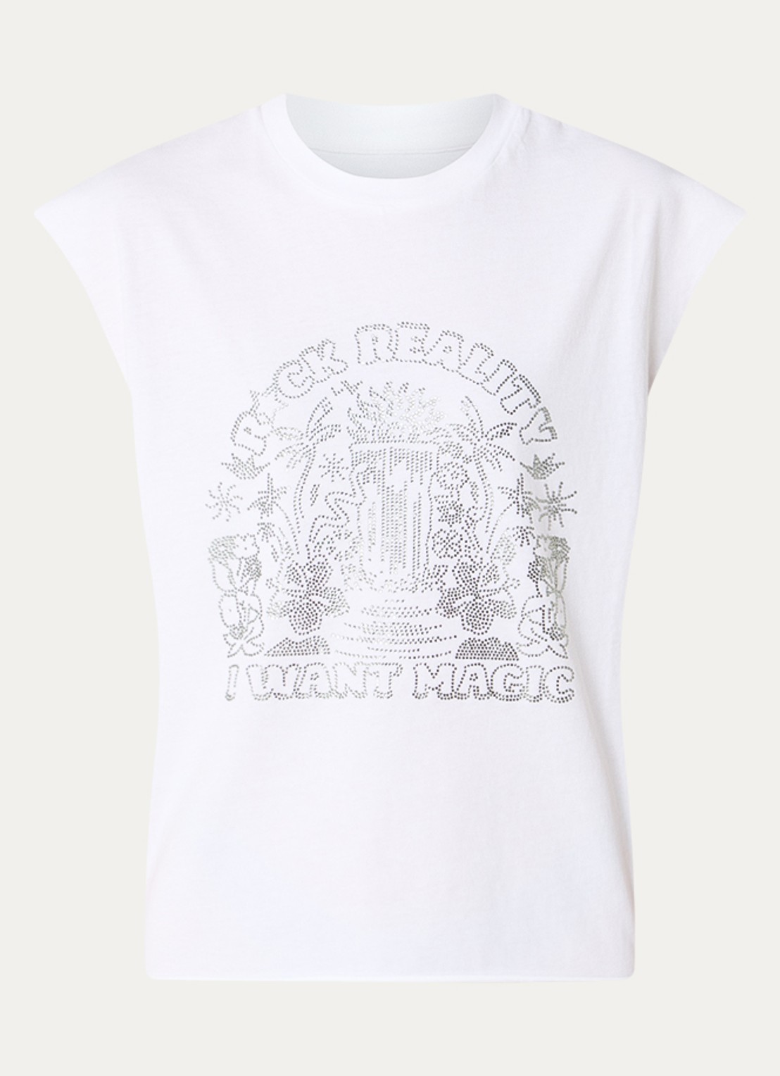 Zadig&Voltaire Cloe Cascade T-shirt met print en strass - voorkant 3 wit