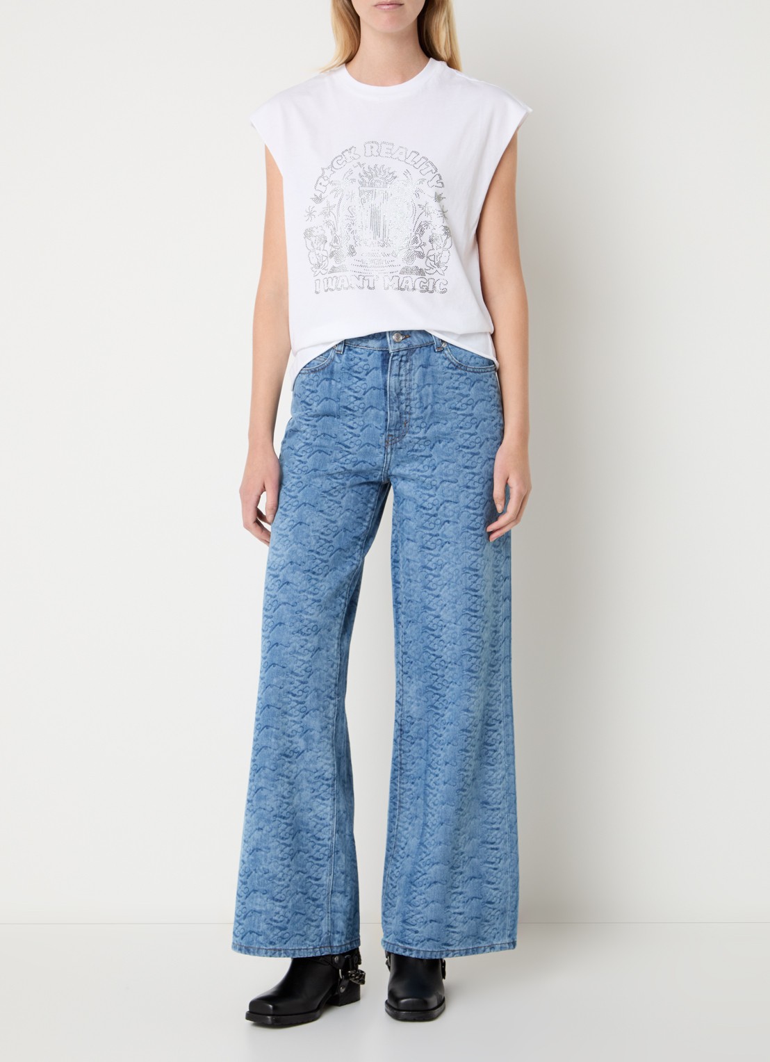 Zadig&Voltaire Cloe Cascade T-shirt met print en strass - voorkant 4 wit