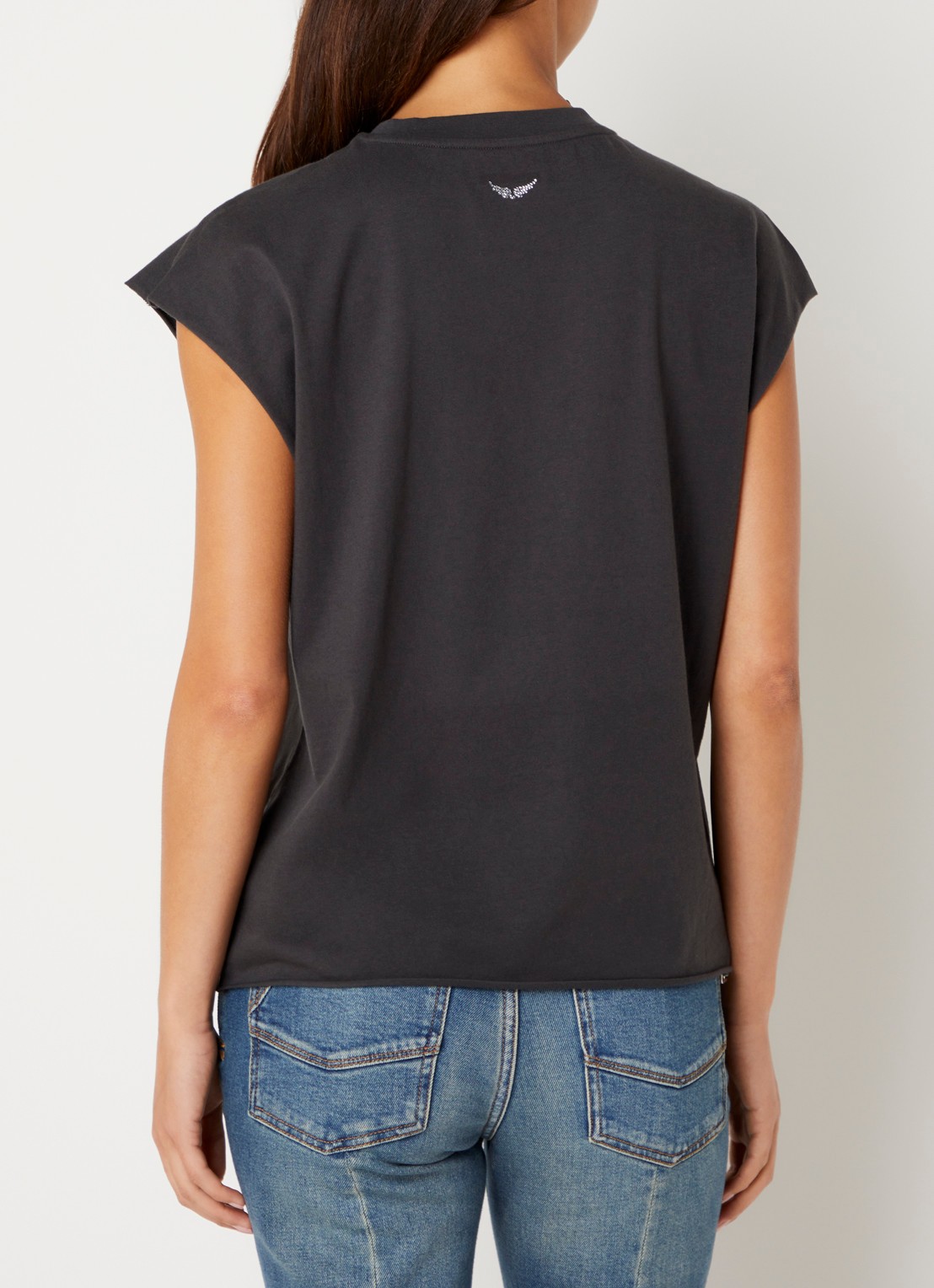Zadig&Voltaire Cloe mouwloos T-shirt met print en strass - achterkant 4 donkergrijs