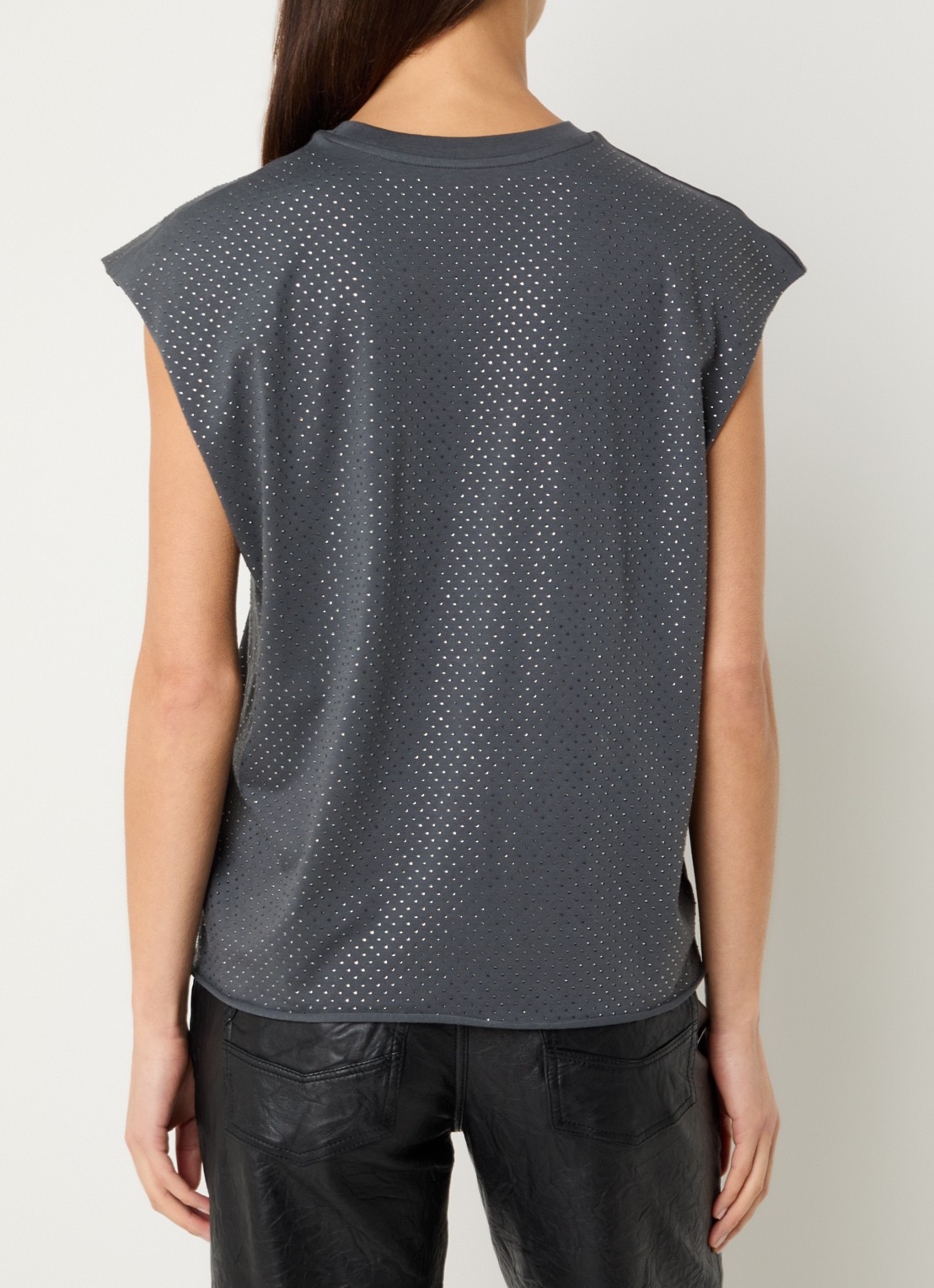 Zadig&Voltaire Cloe mouwloze top met strass - achterkant 2 middengrijs