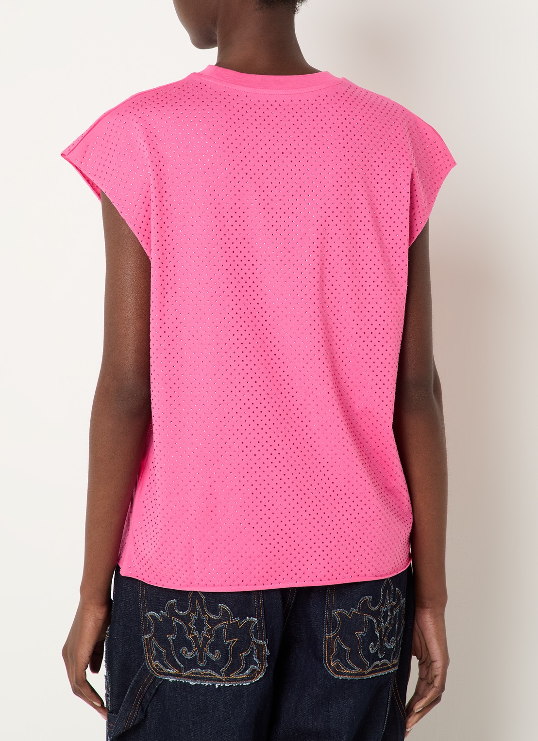 Zadig&Voltaire Cloe mouwloze top met strass - achterkant 4 fuchsia