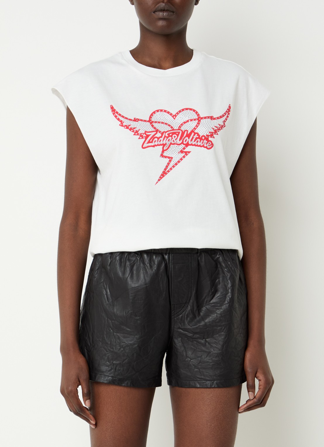 Zadig&Voltaire Cloe T-shirt met logo- en backprint - detail 4 wit