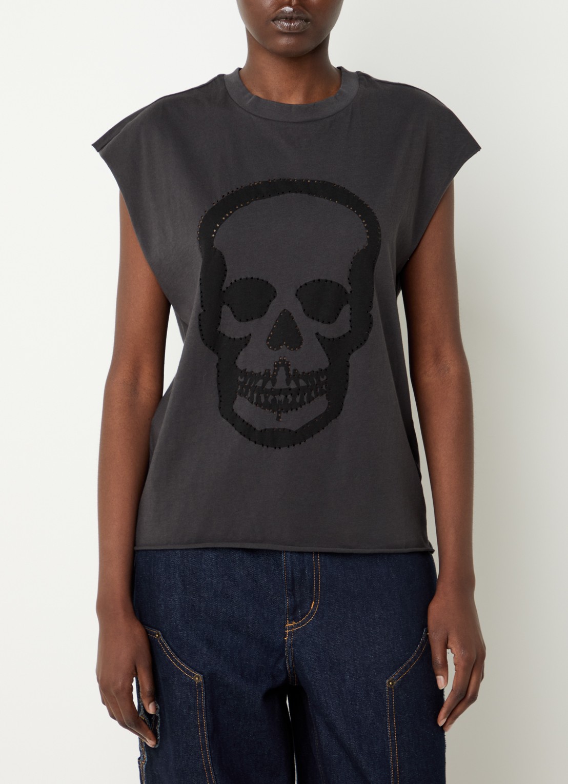 Zadig&Voltaire Cloe T-shirt met print en strass - detail 4 donkergrijs