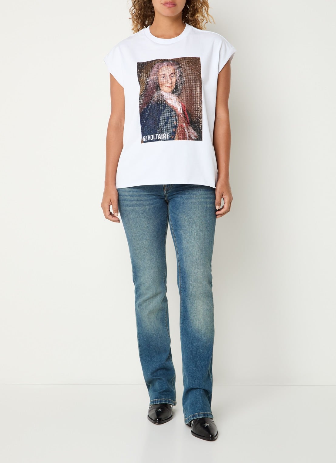 Zadig&Voltaire Cloex T-shirt met strass - voorkant 4 wit