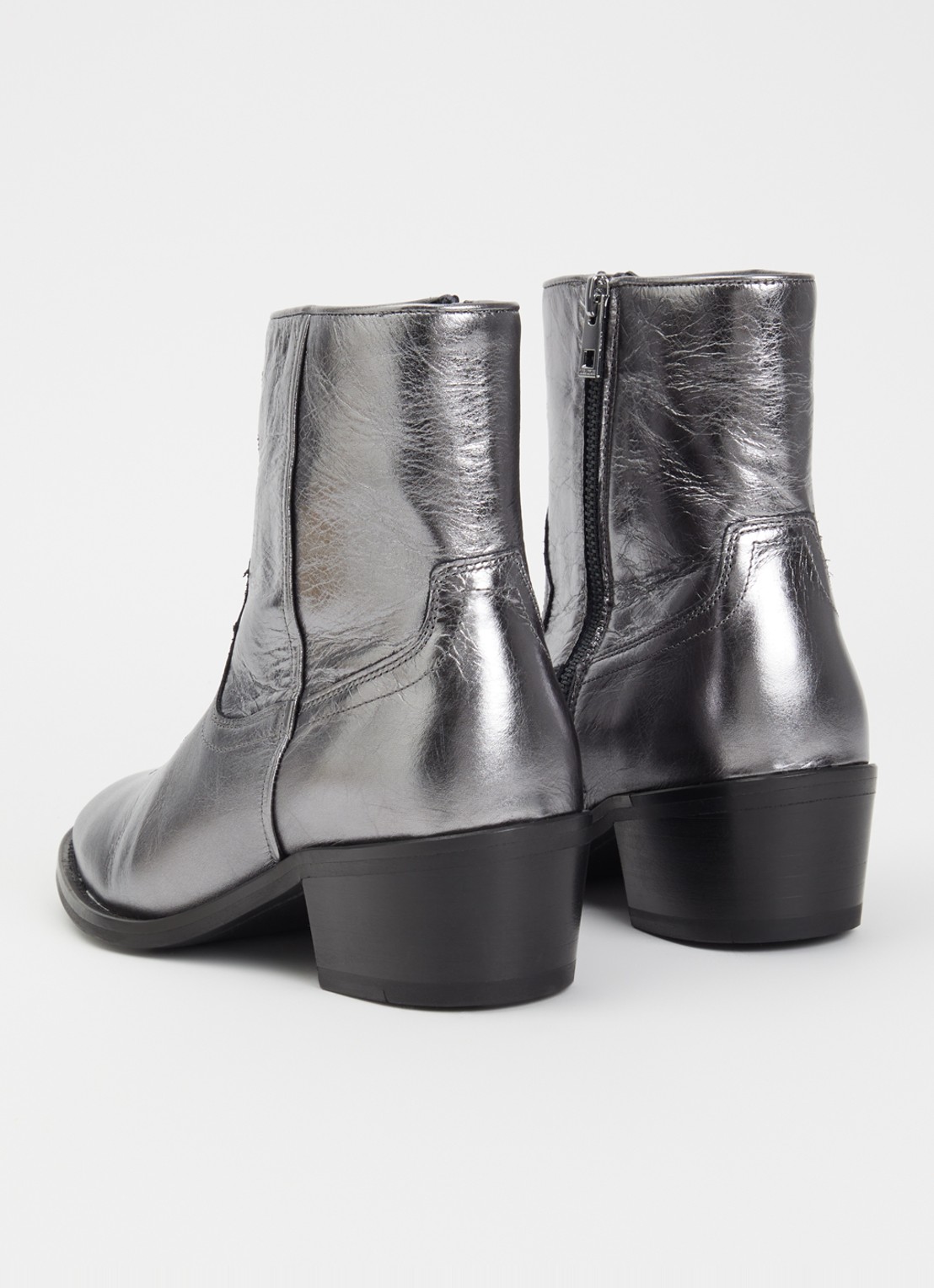 Zadig&Voltaire Cowboylaars van leer met metallic finish - achterkant 4 zilver