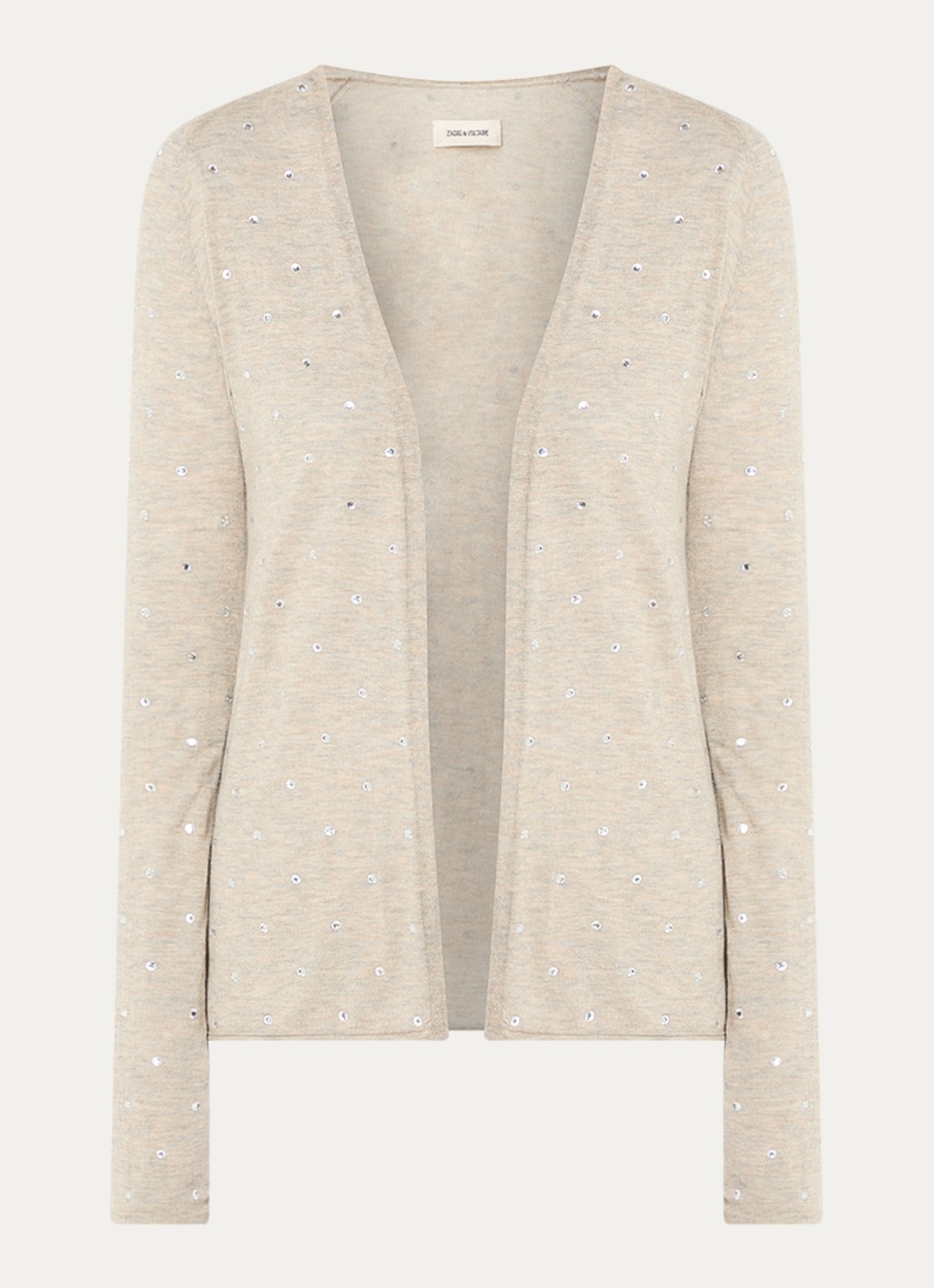 Zadig&Voltaire Daffy fijngebreid vest van kasjmier met strass - voorkant 2 beige