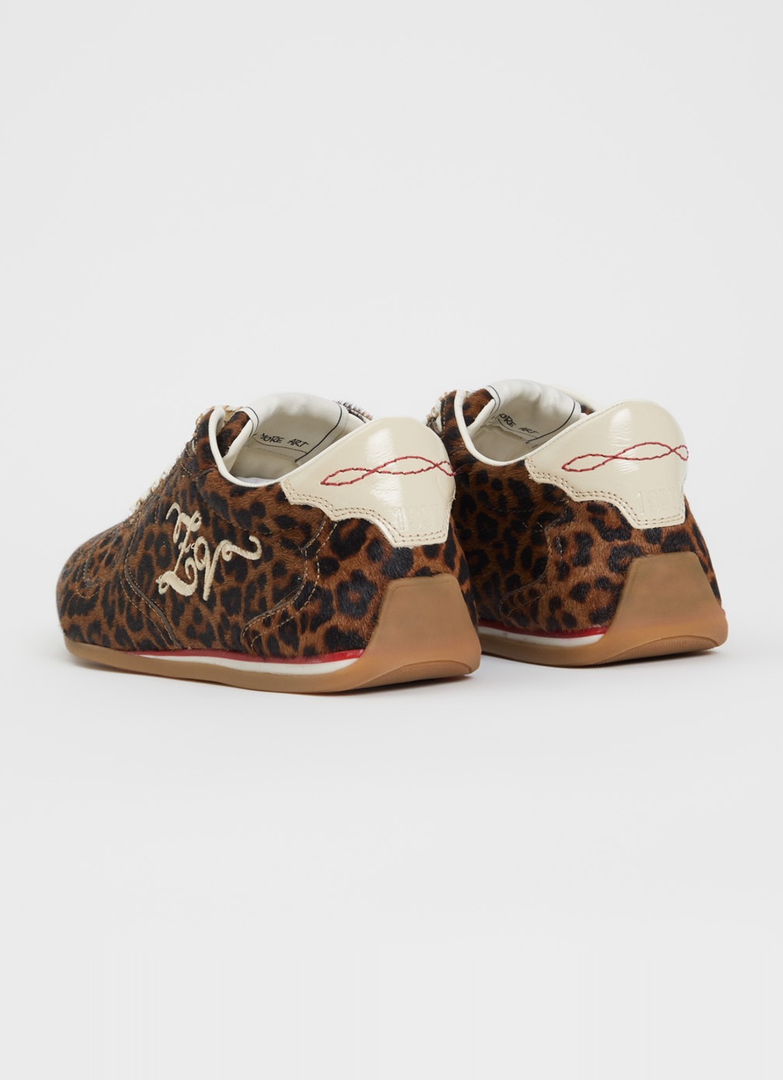 Zadig&Voltaire Dance Leo Pony sneaker van leer met panterprint - achterkant 4 camel