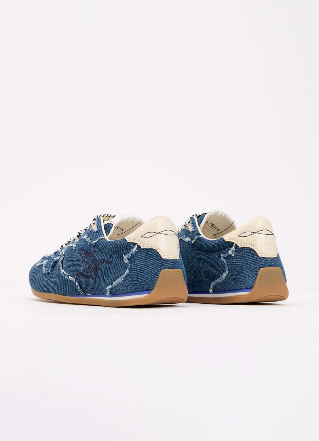 Zadig&Voltaire Dance sneaker van denim met details van leer - achterkant 2 blauw