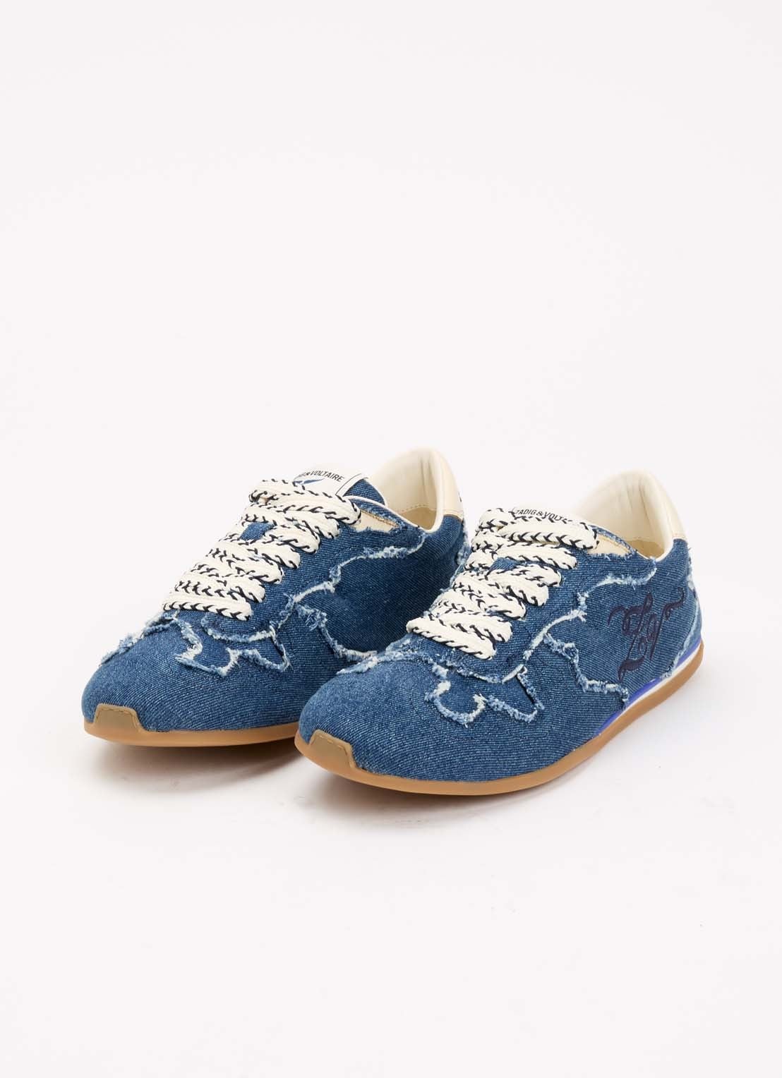 Zadig&Voltaire Dance sneaker van denim met details van leer - detail 3 blauw