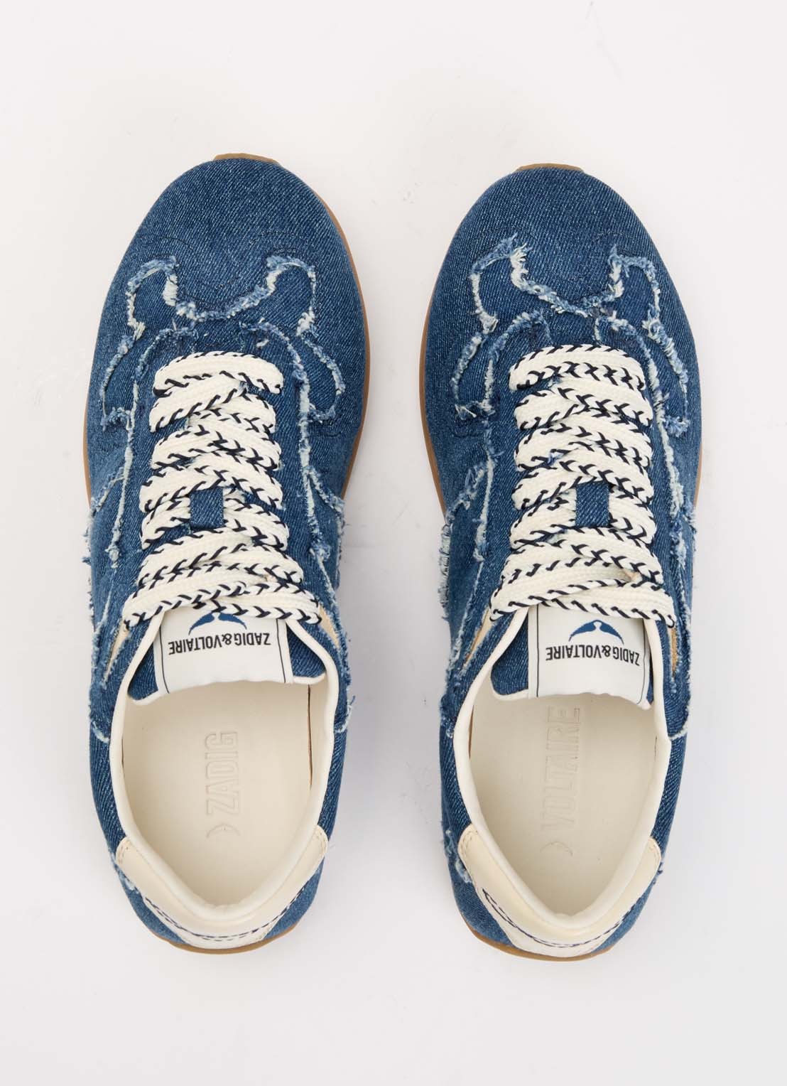 Zadig&Voltaire Dance sneaker van denim met details van leer - detail 4 blauw
