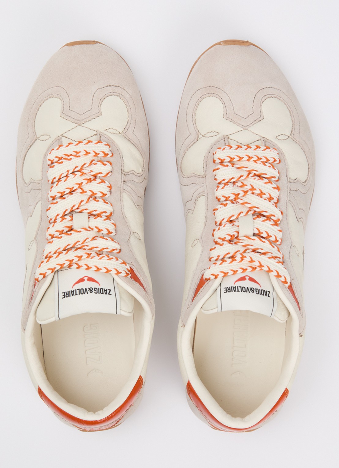 Zadig&Voltaire Dance Vintage sneaker va leer met details van suède - detail 4 creme