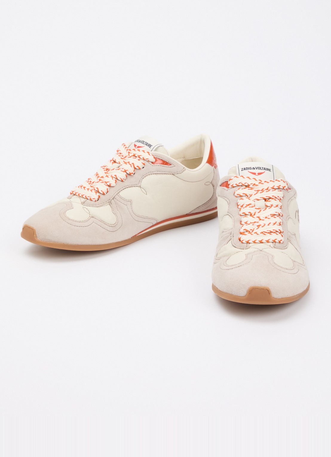 Zadig&Voltaire Dance Vintage sneaker van leer met details van suède - detail 3 creme