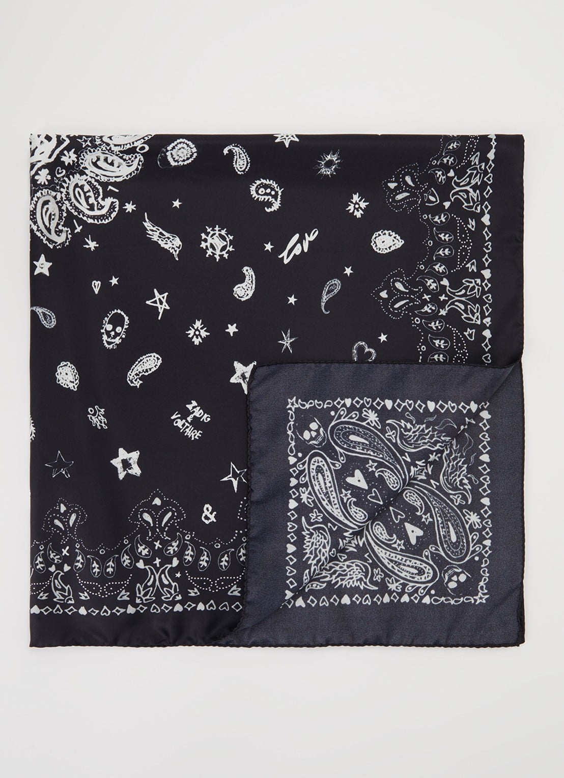 Zadig&Voltaire Debbie 85 sjaal in zijdeblend 85 x 85 cm - voorkant zwart