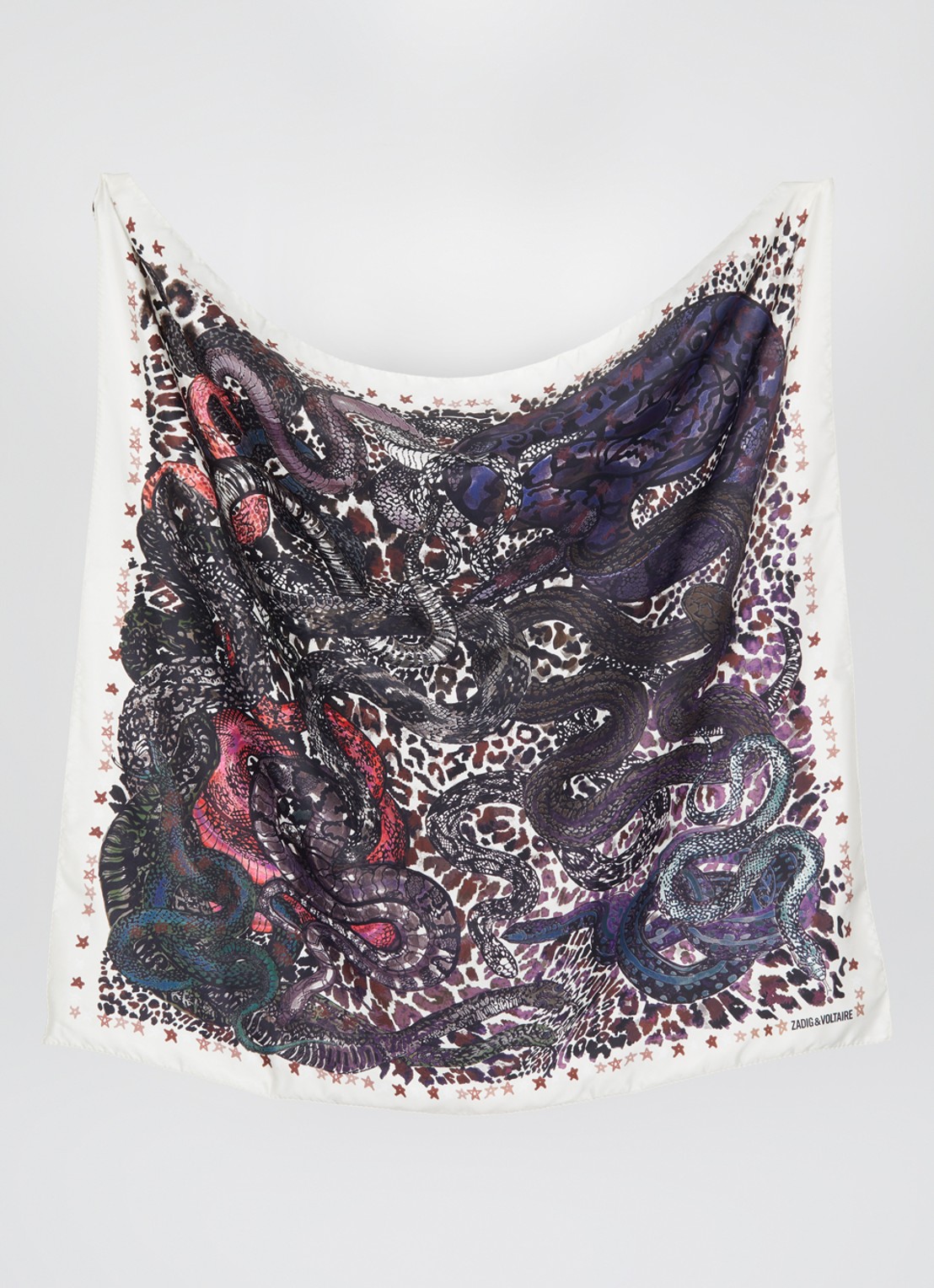 Zadig&Voltaire Debbie 85 Snake sjaal in zijdeblend 85 x 85 cm - detail gebroken wit