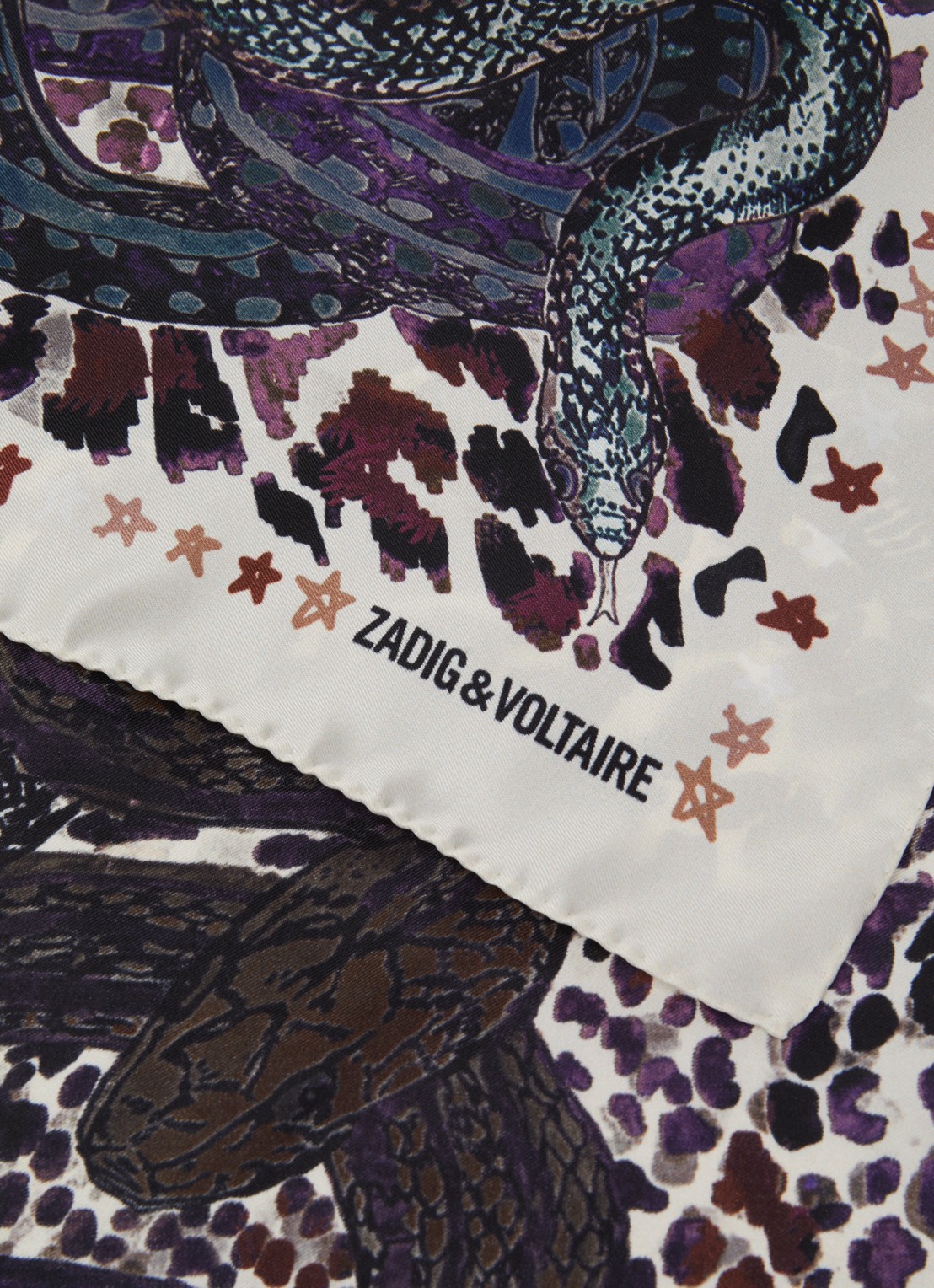 Zadig&Voltaire Debbie 85 Snake sjaal in zijdeblend 85 x 85 cm - detail 2 gebroken wit