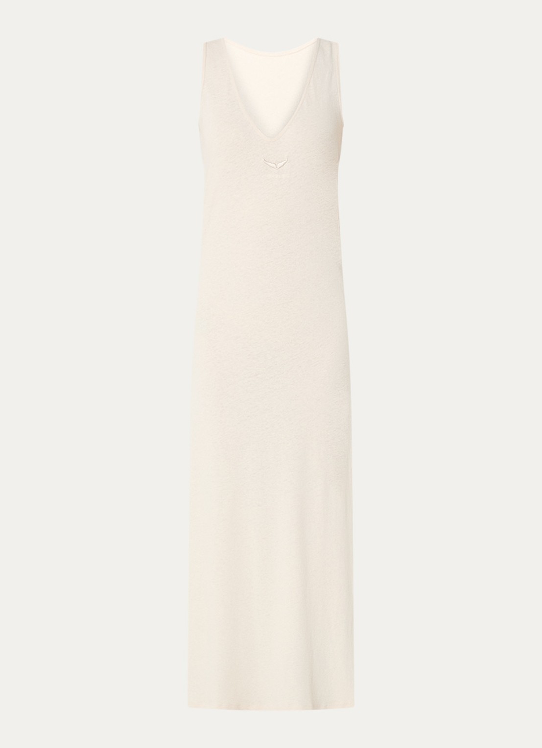 Zadig&Voltaire Deva maxi jurk  in linnenblend met zijsplitten - voorkant 2 beige