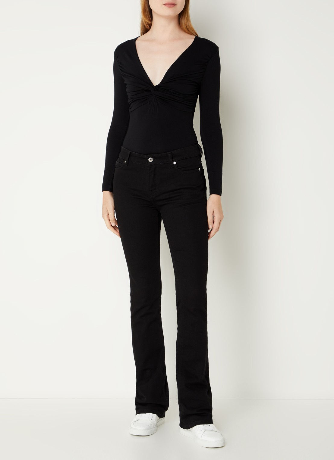 Zadig&Voltaire Eclipse high waist flared jeans met steekzakken - voorkant 3 zwart