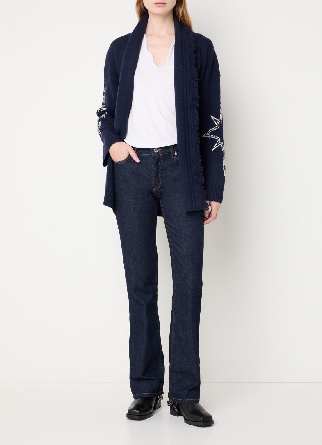 Zadig&Voltaire Eclipse high waist flared jeans met steekzakken - voorkant 2 indigo