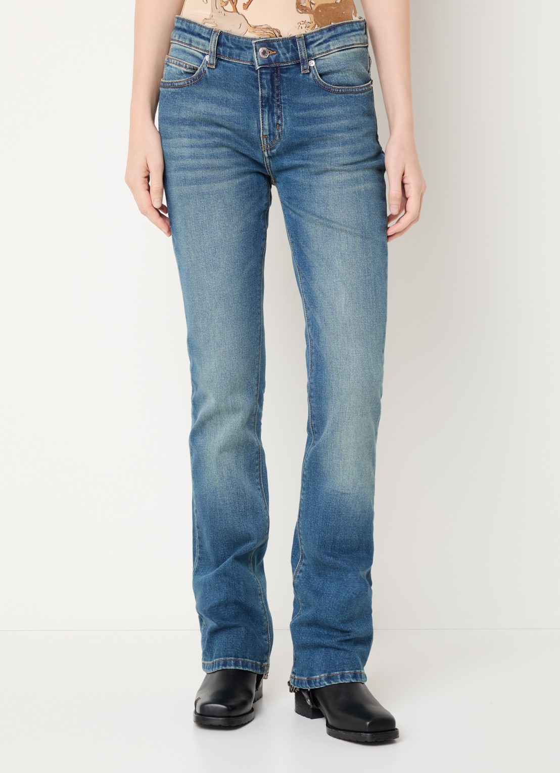 Zadig&Voltaire Eclipse high waist flared jeans met steekzakken - detail indigo