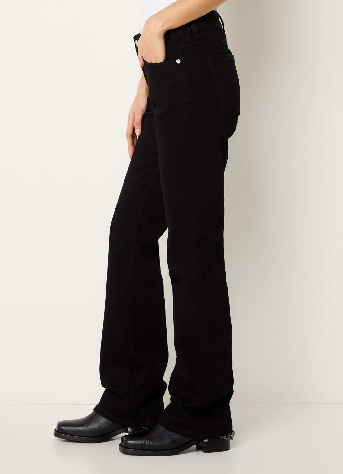 Zadig&Voltaire Eclipse mid waist bootcut jeans met gekleurde wassing - detail 5 zwart