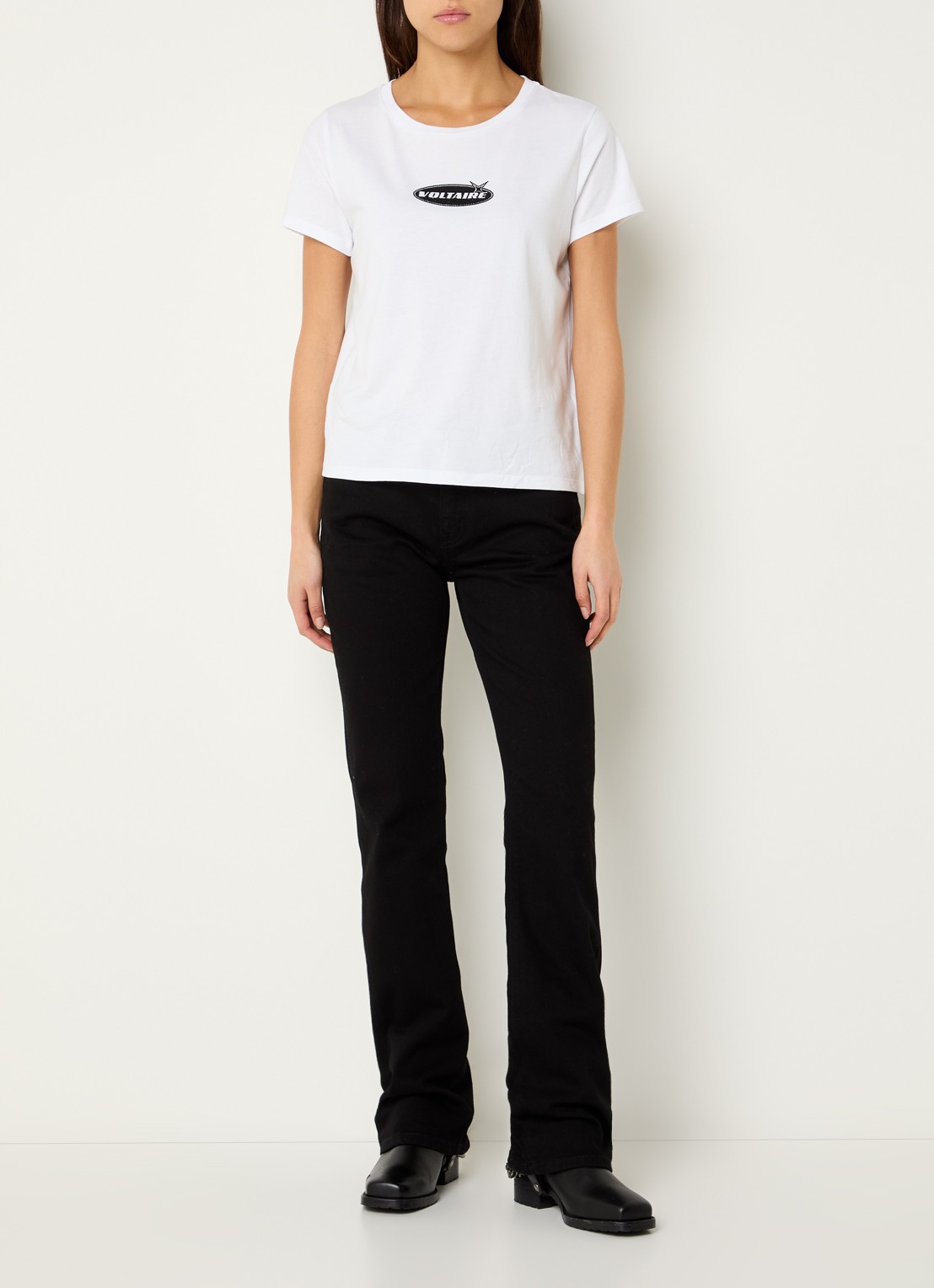 Zadig&Voltaire Eclipse mid waist bootcut jeans met gekleurde wassing - voorkant 2 zwart