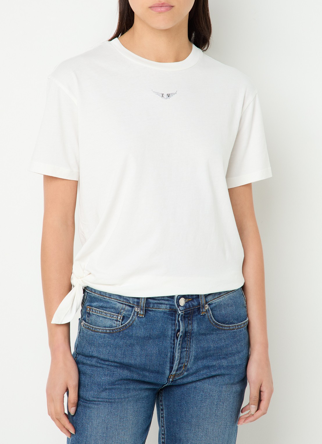 Zadig&Voltaire Edda T-shirt met logo en strass - detail wit
