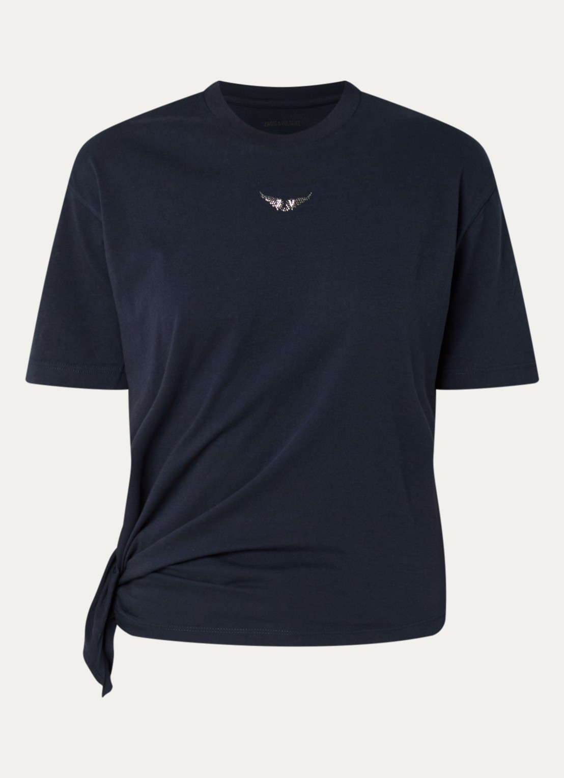 Zadig&Voltaire Edda T-shirt met logo en strass - voorkant 2 donkerblauw