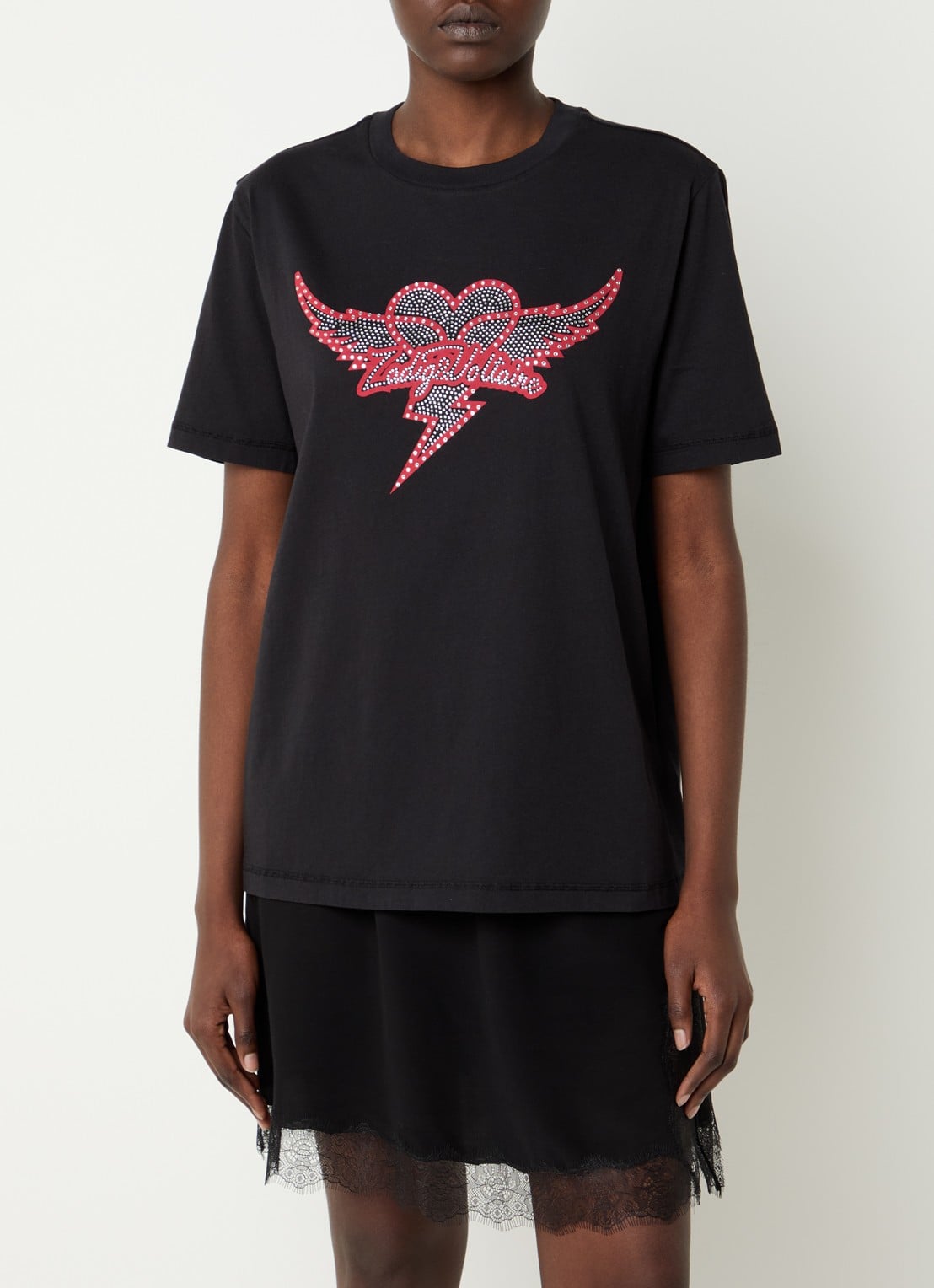 Zadig&Voltaire Edwin HC T-shirt met strass - detail 4 zwart
